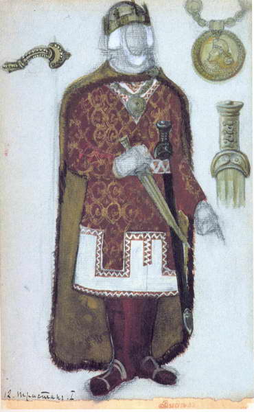 Рерих Н. К., Тристан, 1 акт, эскиз костюма (для оперы Зимина, 1912, не поставлено)